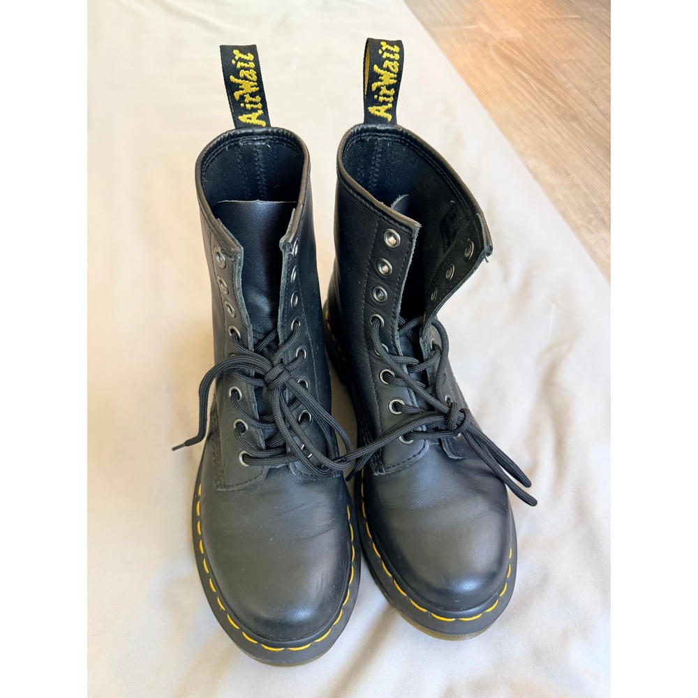 Dr. Martens 1460 Pascal Black Virginia‎ Leather Boots Womens 7 11821 AW004
